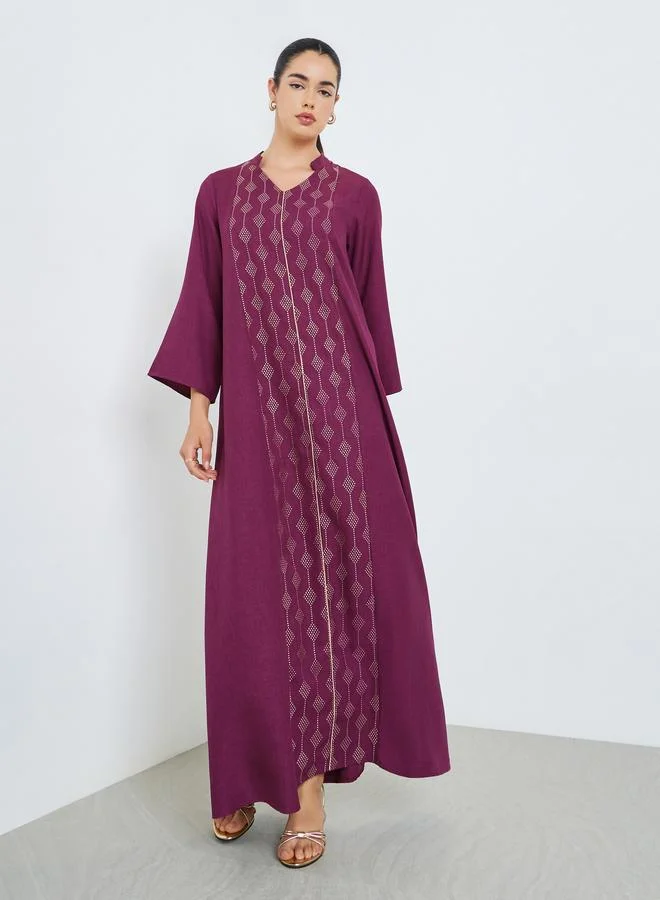 Amirah Women Purple Embellished A-Line Jalabiya